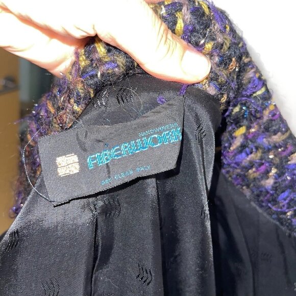 Fiberworks Womens Jacket Size Medium Purple Vintage Handwoven Buttons Pockets - Picture 4 of 16